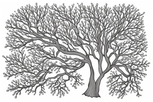 willow tree, oak tree, emerald, pearl tattoo idea