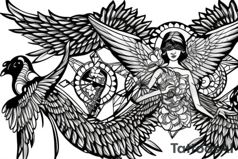 Statue with wings tattoo idea