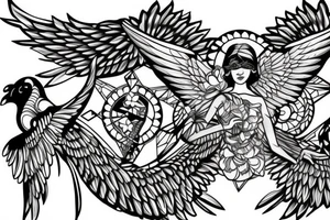 Statue with wings tattoo idea