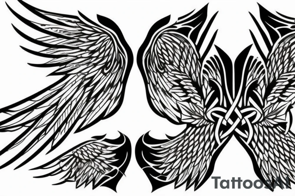 Statue with wings tattoo idea