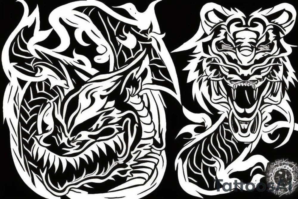 Dragon fighting a tiger tattoo idea