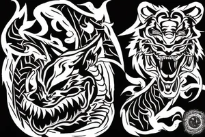 Dragon fighting a tiger tattoo idea