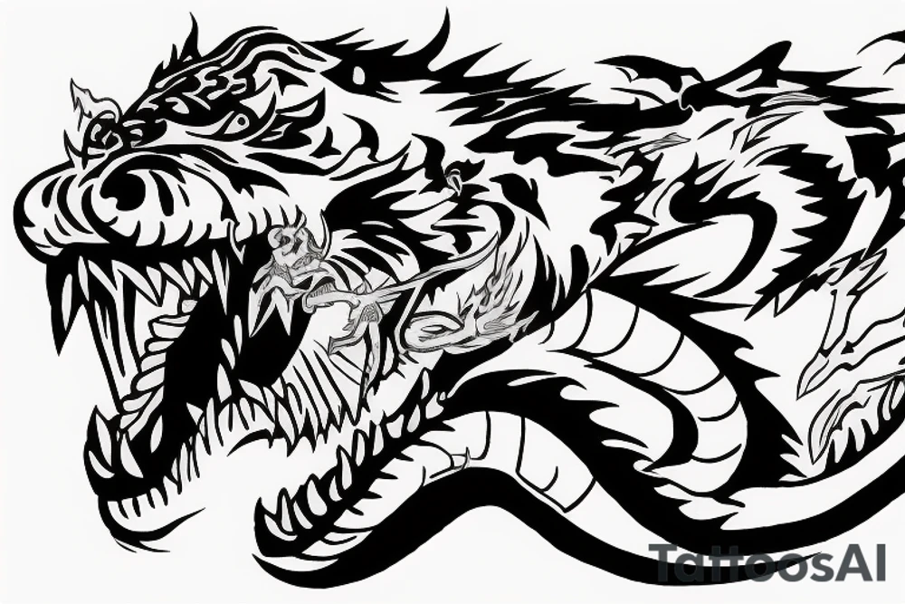 Dragon fighting a tiger tattoo idea
