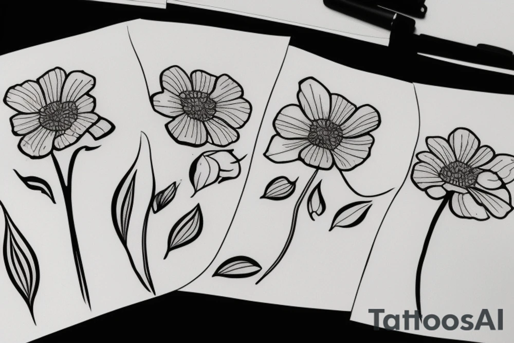 Outline of a buttercup flower tattoo idea