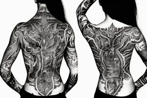 Muscular woman from the back tattoo idea