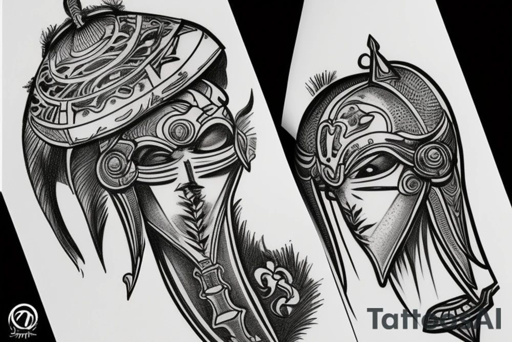 Greek Helmet side view tattoo idea
