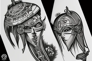 Greek Helmet side view tattoo idea
