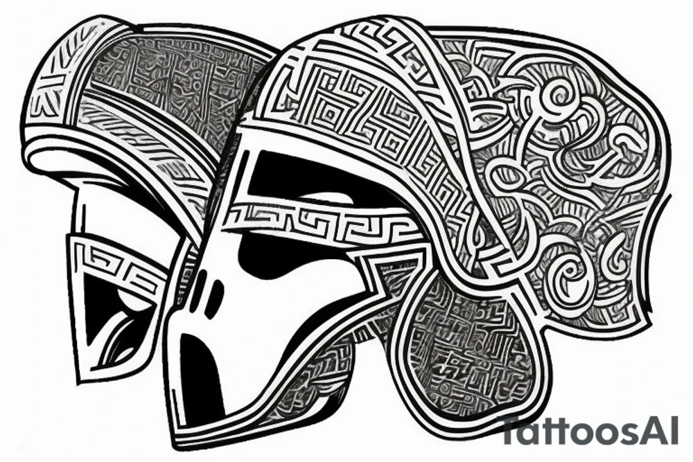 Greek Helmet side view tattoo idea