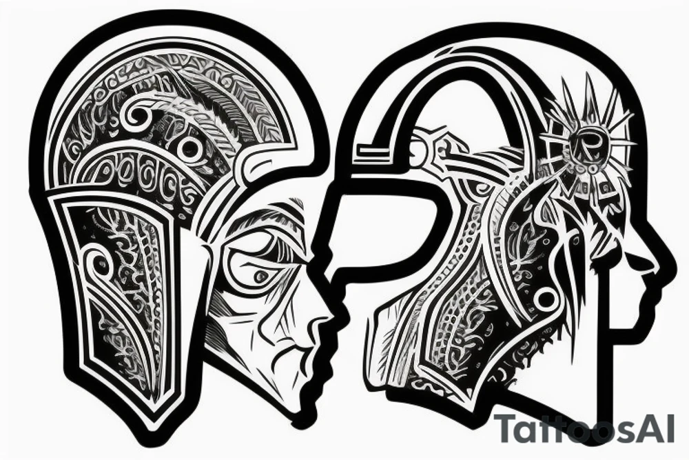 Greek Helmet side view tattoo idea