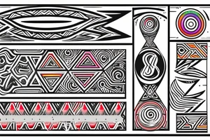 The date 10/10/1968 disguised as a vertical tribal symbol, with gay pride colors embedded. tattoo idea