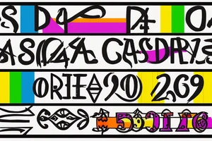 The date 10/10/1968 disguised as a vertical tribal symbol, with gay pride colors embedded. tattoo idea