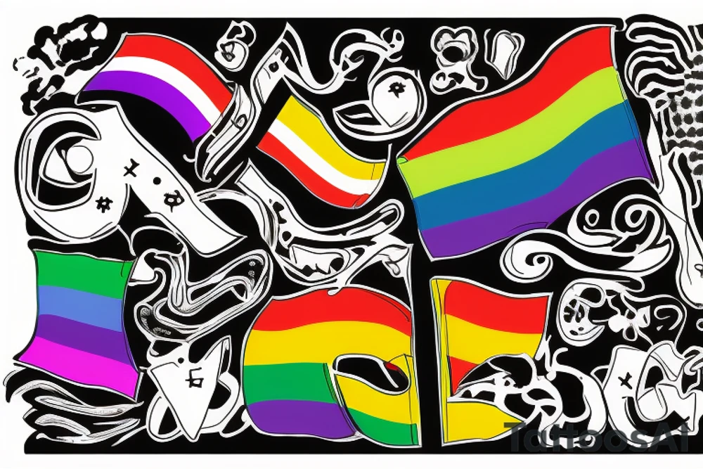 The date 10/10/1968 disguised as a symbol, with gay pride colors embedded. tattoo idea