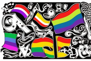 The date 10/10/1968 disguised as a symbol, with gay pride colors embedded. tattoo idea