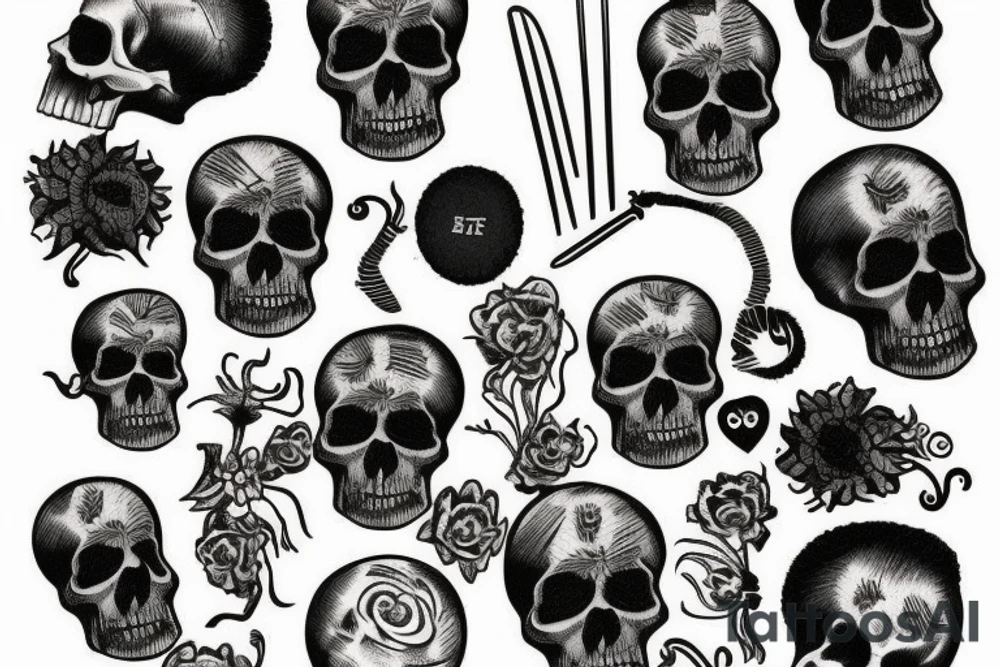 skull with an afro comb inside it tattoo idea