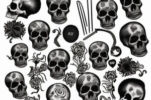 skull with an afro comb inside it tattoo idea