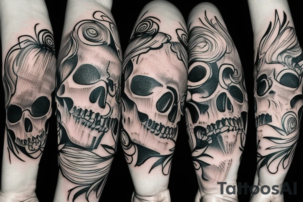 skull with an afro comb inside it tattoo idea