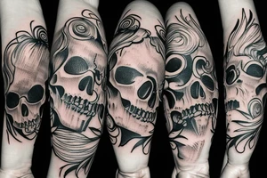 skull with an afro comb inside it tattoo idea