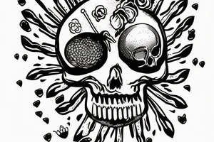 skull with an afro comb inside it tattoo idea