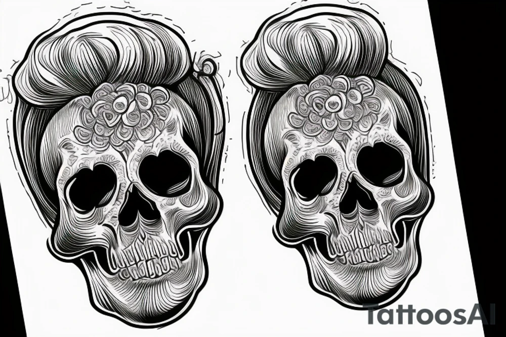 skull with an afro comb inside it tattoo idea