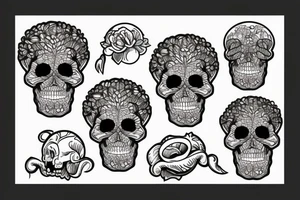 afro comb inside a skull tattoo idea