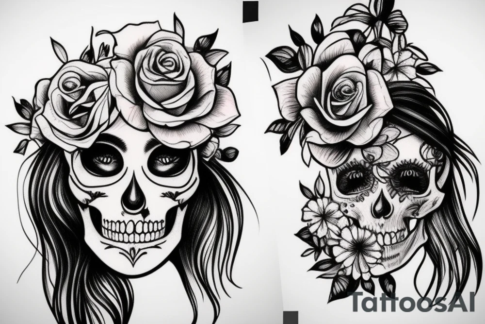 delicate feminine looking skull tattoo idea