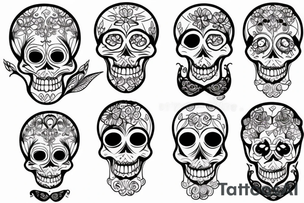 delicate feminine looking skull tattoo idea