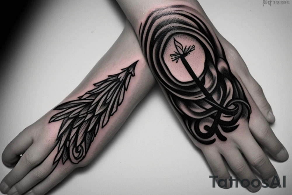 Pretty witch hand holding a lighted match. There is a wicca snake around the wrist tattoo idea