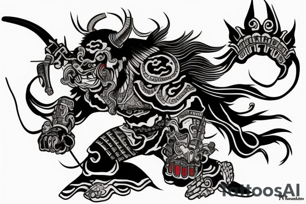 japanese samurai blood oni tattoo idea