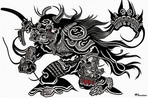 japanese samurai blood oni tattoo idea
