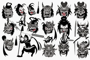 japanese samurai blood oni tattoo idea