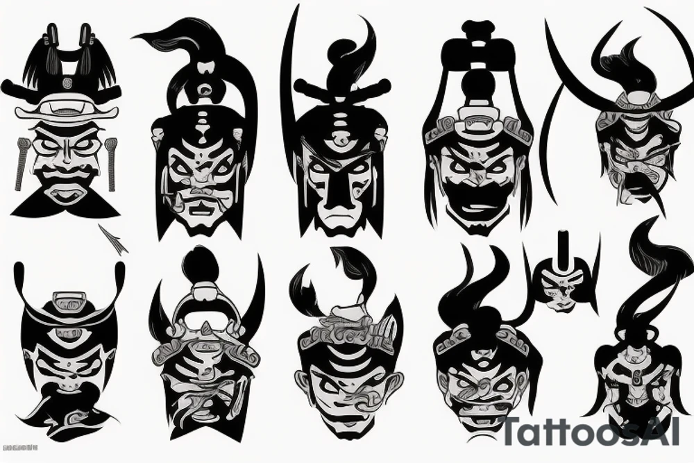 japanese samurai  oni neck tattoo idea