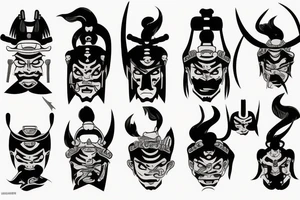 japanese samurai  oni neck tattoo idea