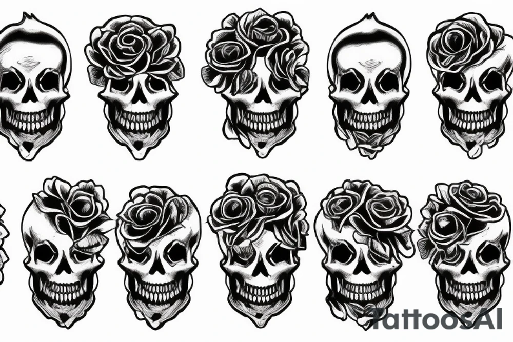 Sleeve roses skulls horror tattoo idea