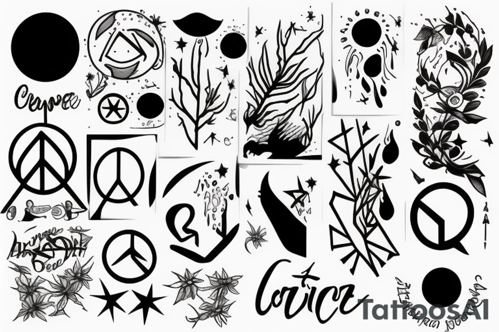 concrete pain with growth into light and peace tattoo idea
