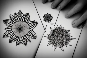 flower growing from concrete into sun tattoo idea
