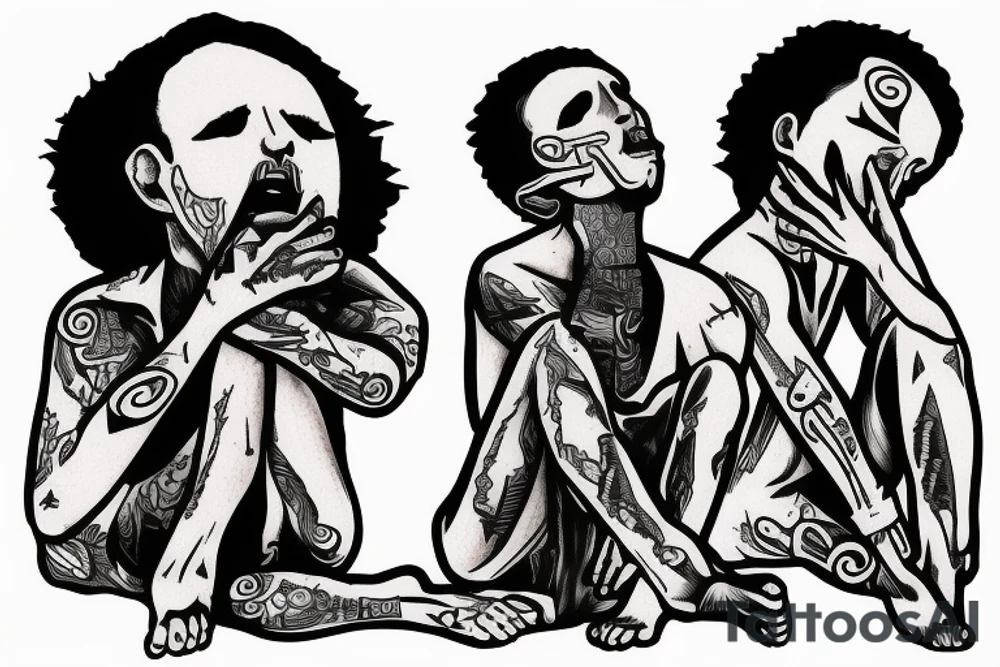 Man on his knees in pain tattoo idea