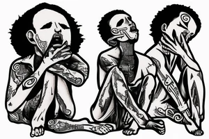 Man on his knees in pain tattoo idea