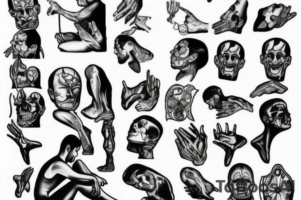Man on his knees in pain tattoo idea