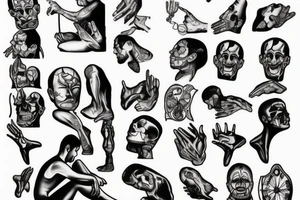 Man on his knees in pain tattoo idea