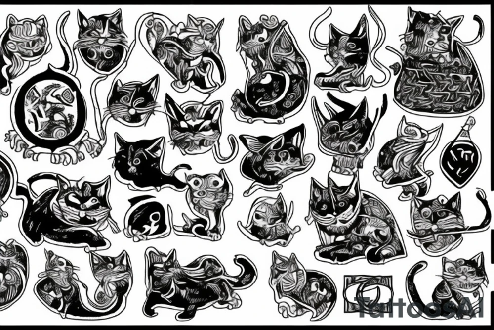 Skateboarding Viking cat tattoo idea