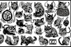 Skateboarding Viking cat tattoo idea