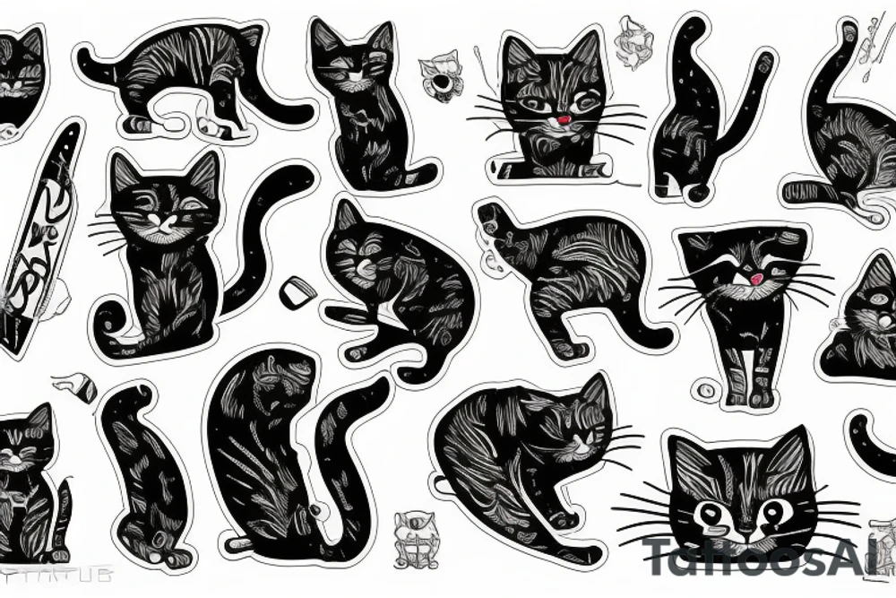 Skateboarding cat tattoo idea