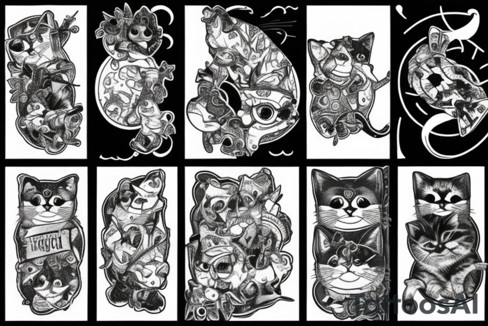 Skateboarding cat tattoo idea