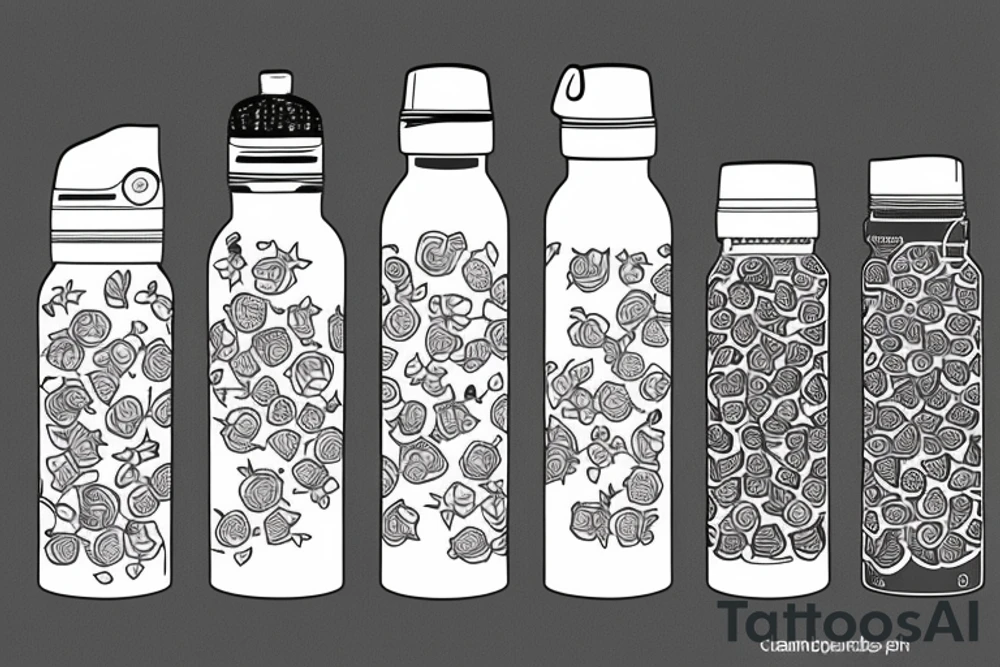 Clear water bottle with a blackberry inside tattoo idea