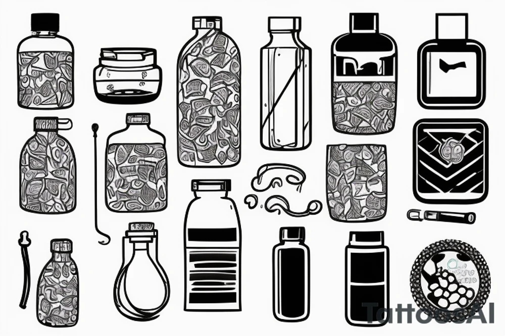 Clear water bottle with one blackberry inside tattoo idea