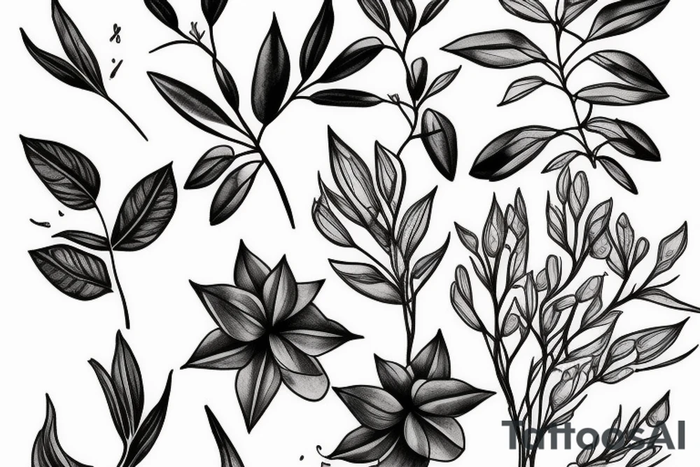 mountain laurel flower, minimalist, botanical drwaing tattoo idea