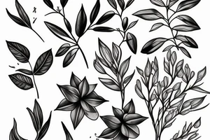 mountain laurel flower, minimalist, botanical drwaing tattoo idea