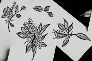 mountain laurel flower, minimalist, botanical drwaing tattoo idea