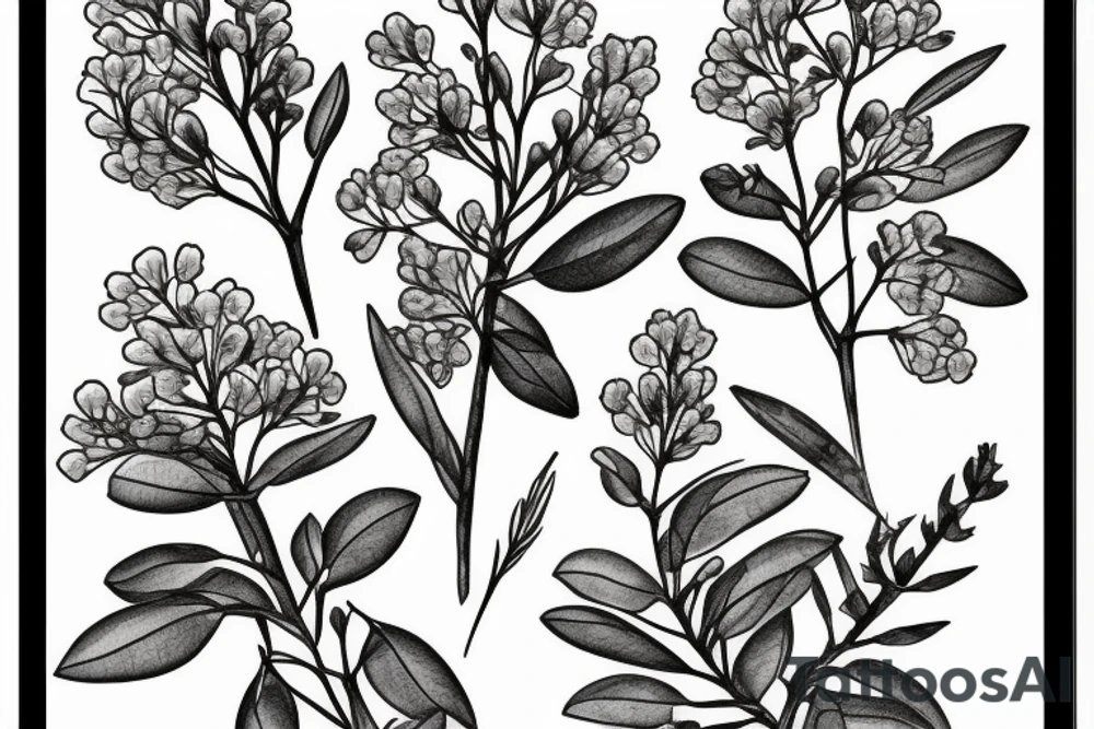 a beautiful mountain laurel flower bunch, botanical drawing tattoo idea