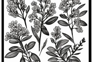a beautiful mountain laurel flower bunch, botanical drawing tattoo idea